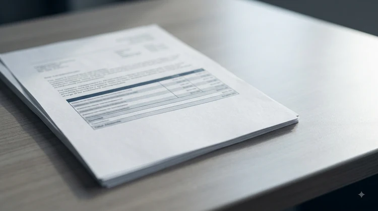 A sample condo document on a desk